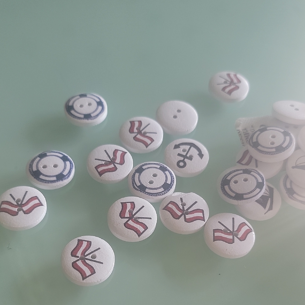 White Nautical Themed Buttons